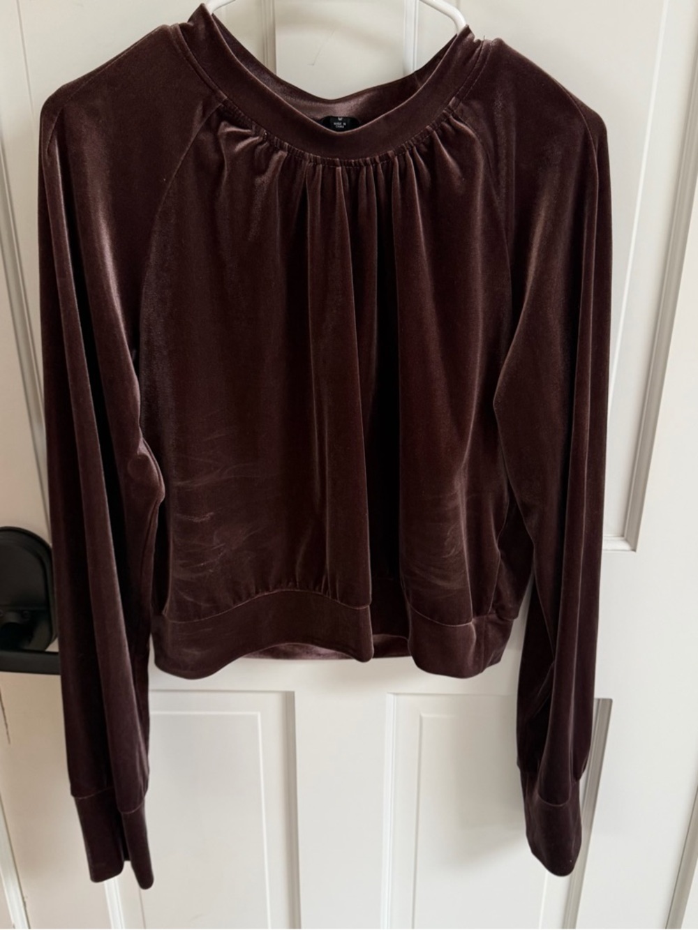 Cotton Candy Velvet Long-Sleeve Top in Dark Brown